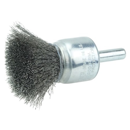 Weiler 3/4" Coated Cup Crimped Wire End Brush, .006" Steel Fill 11003
